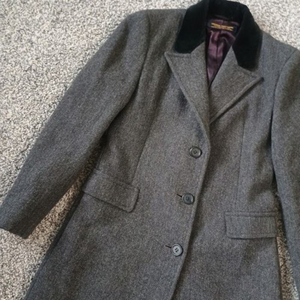 Brooks Brothers Womens Wool Chesterfield Overcoat Trench Preppy Union USA Size 8